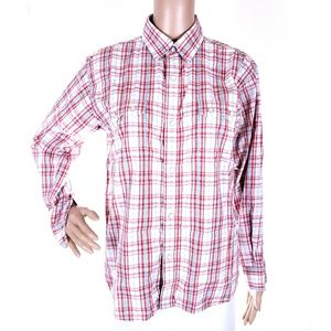 Resistol Ranch Women Pearl Snap Button Top Cotton Long Sleeves Size XL